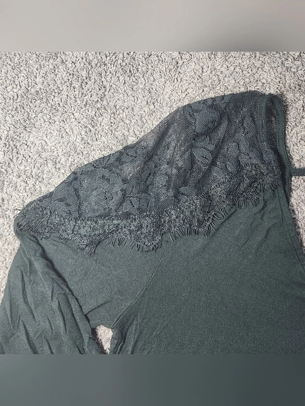 Black American Eagle Outfitters Long Sleeve Shirt Lace Shoulders V-Neck Strap
